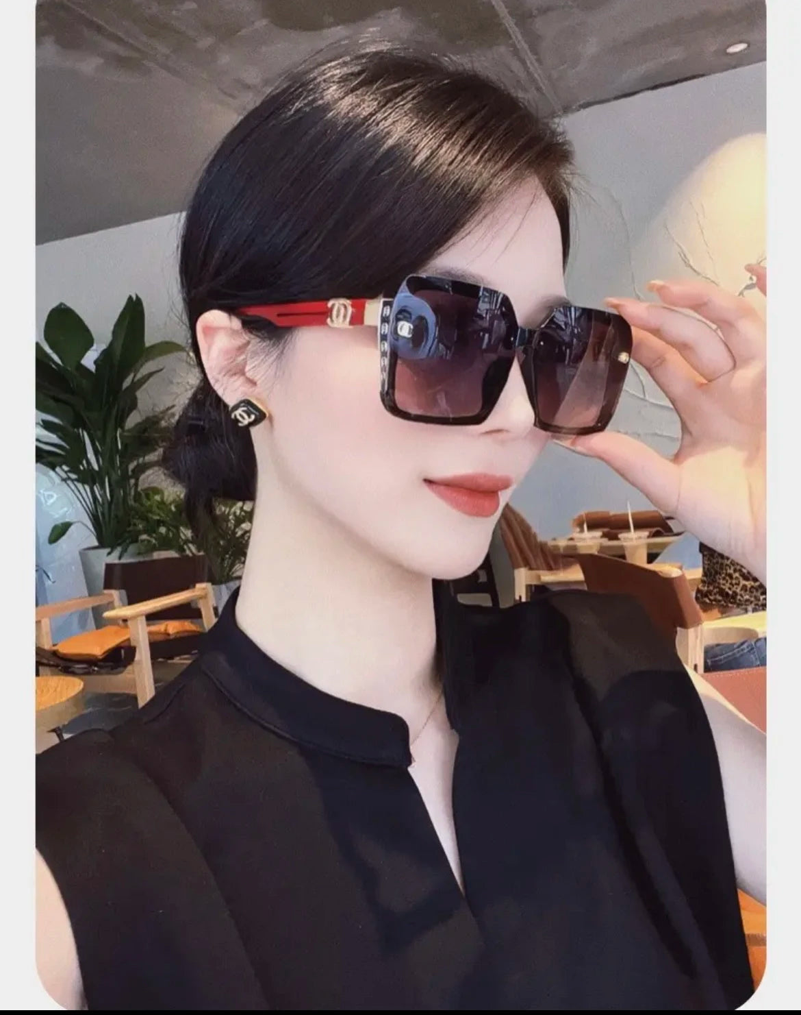 2PCS New Fashion Oversized Sunglasses Women UV400 Sun Glasses Vintage Square